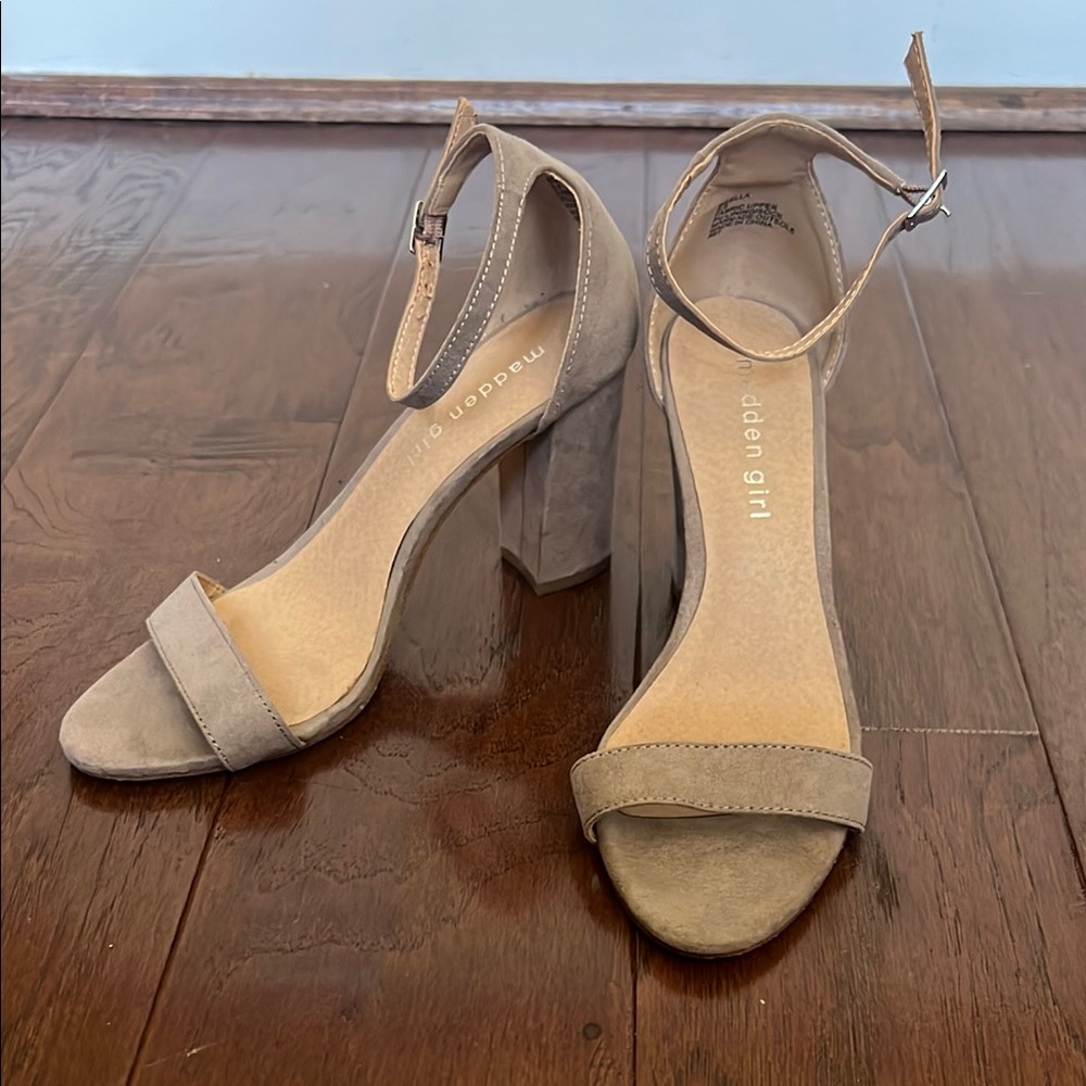 Madden Girl Tan Heeled Sandals with Block Heel